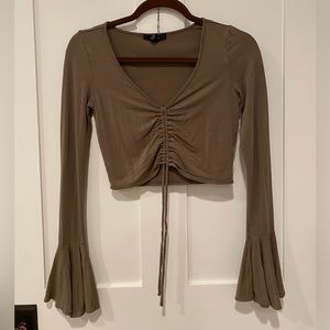 Urban outfitters scrunch tie bell sleeve top